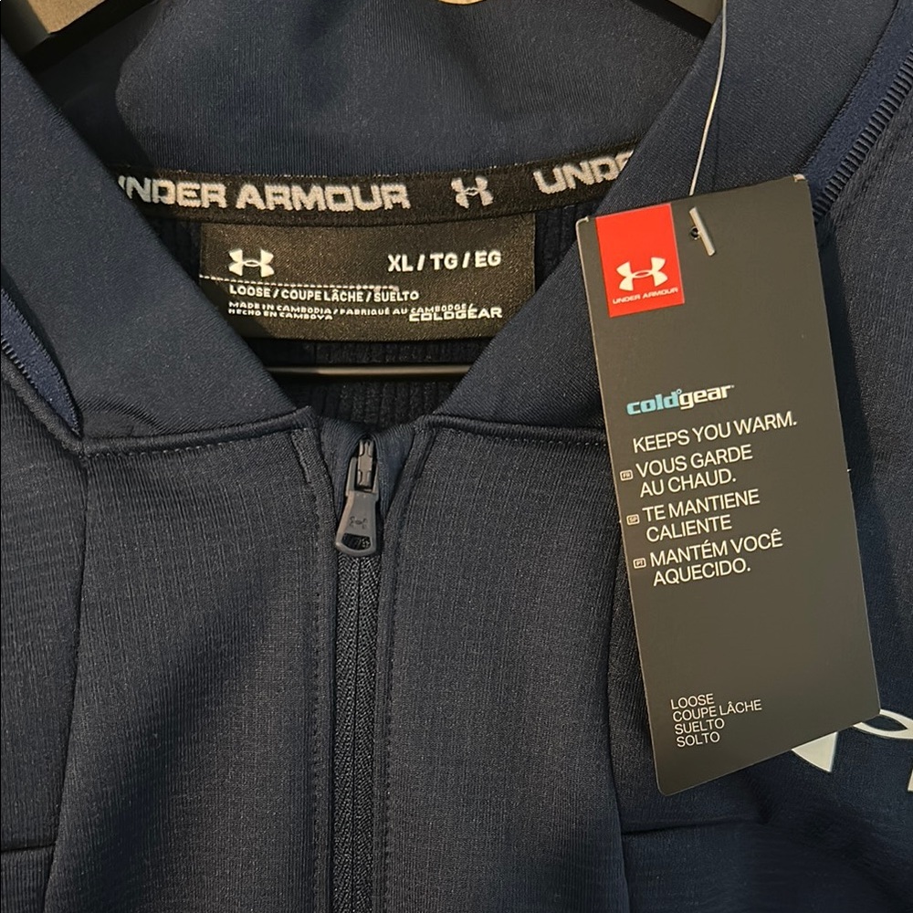 NWT Under Armour Men's 1/4 Zip Navy Blue - Picture 3 of 3